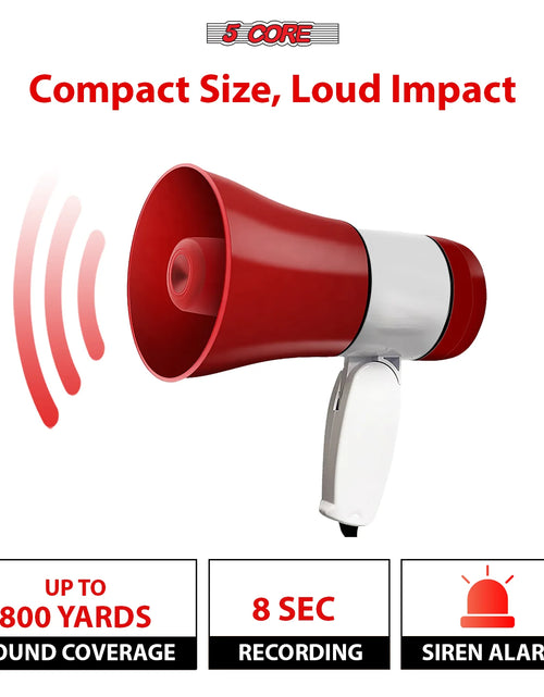 Load image into Gallery viewer, 5 Core Megaphone Bullhorn Speaker 30W Bull Horn Rechargeable Cheer Megafono 800 Yards
