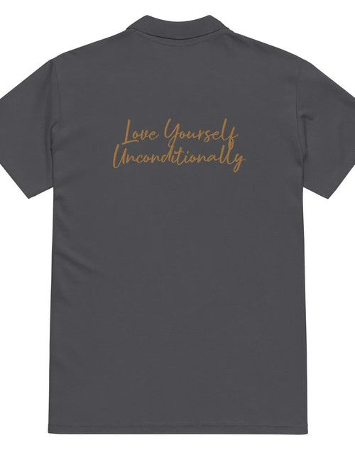 Load image into Gallery viewer, Self Love Premium Pique Polo Shirt with Old Gold Embroidery

