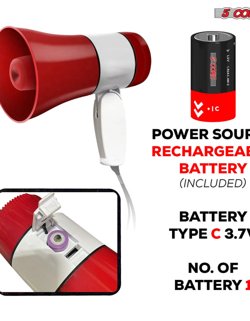 Load image into Gallery viewer, 5 Core Megaphone Bullhorn Speaker 30W Bull Horn Rechargeable Cheer Megafono 800 Yards
